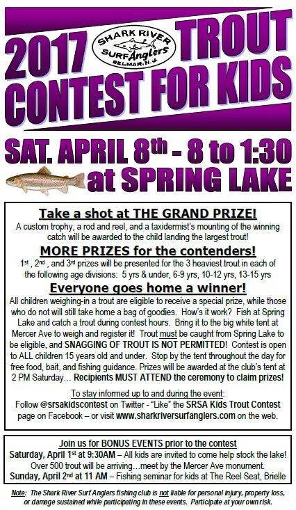 Shark River Surf Anglers – Trout Contest for Kids  Spring Lake Police  Department – 311 Washington Avenue, Spring Lake NJ 07762 – 732.449.1234