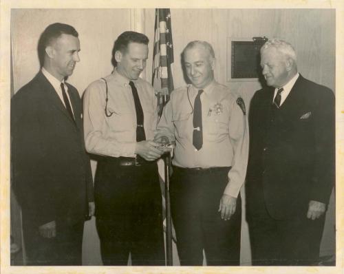 Dr Judge, Lt Sylvester, Chief Hurden Mayor Heine 228191966